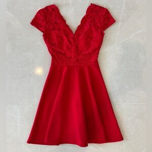 B. Darlin Red Lace Mini Dress